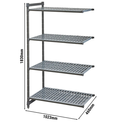 CAMBRO | Camshelving® Commercial Basics Plus Add-On Shelving Unit - 4 Slotted Shelves - 1,023×460 mm - Graphite Grey