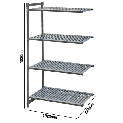 CAMBRO | Camshelving® Commercial Basics Plus Add-On Shelving Unit - 4 Slotted Shelves - 1,023×540 mm - Graphite Grey