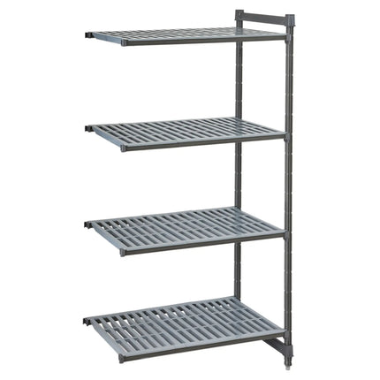 CAMBRO | Camshelving® Commercial Basics Plus Add-On Shelving Unit - 4 Slotted Shelves - 870×460 mm - Graphite Grey