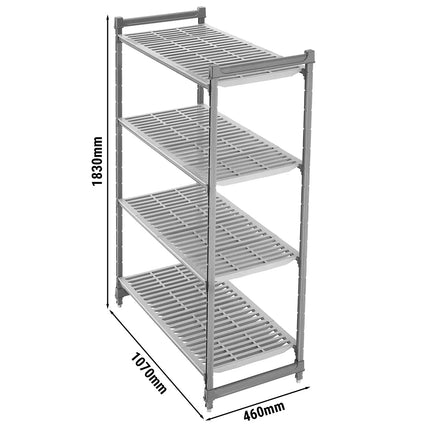 CAMBRO | Camshelving® Commercial Basics Plus Base Shelving Unit - 4 Slotted Shelves - 1,070×460 mm - Graphite Grey