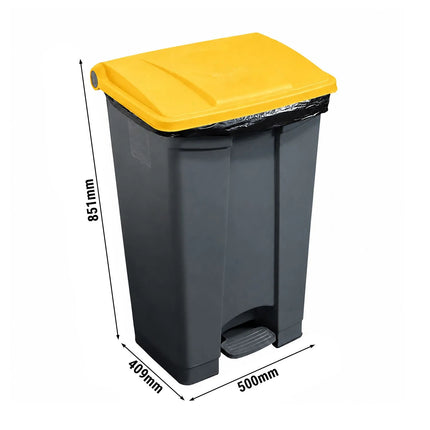 CAMBRO | Pedal Waste Bin 45L – Soft-Close, Front Pedal – Grey Body, Red Lid – 408×398×632 mm