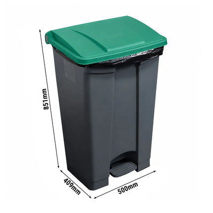 CAMBRO | Pedal Waste Bin 45L – Soft-Close, Front Pedal – Grey Body, Red Lid – 408×398×632 mm
