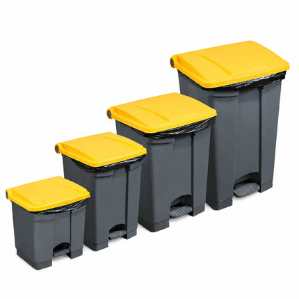 CAMBRO | Pedal Waste Bin 45L – Soft-Close, Front Pedal – Grey Body, Red Lid – 408×398×632 mm