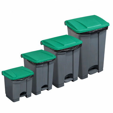 CAMBRO | Pedal Waste Bin 45L – Soft-Close, Front Pedal – Grey Body, Red Lid – 408×398×632 mm