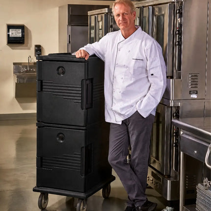 CAMBRO | Ultra Camcarts® Front-Loading Insulated Food Carrier – 8× GN 1/1 (100 mm pans) – Slate Blue