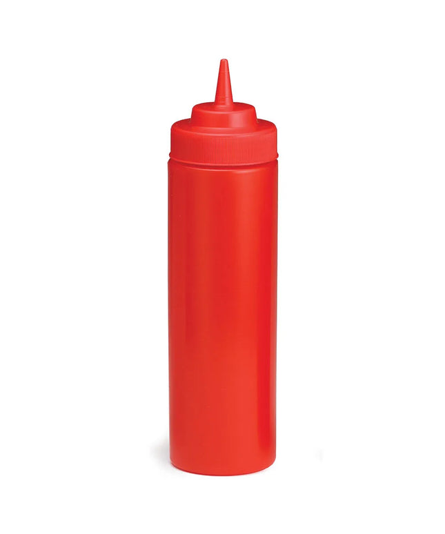 Chai Bóp Định Lượng Miệng Rộng Tablecraft 12463K Nhựa Polyethylene, Nắp Đỏ 710 ml