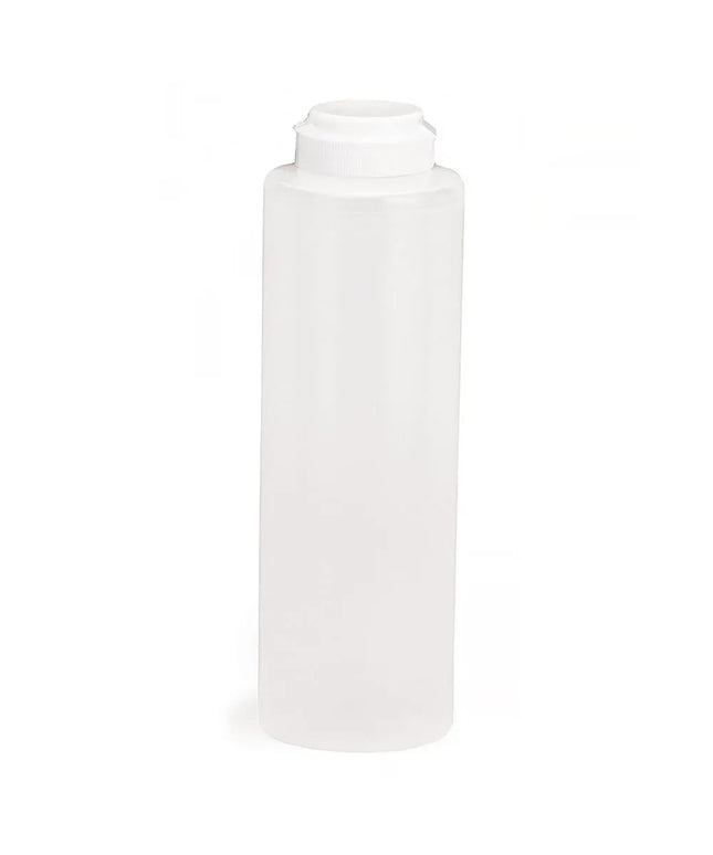 Chai Bóp Định Lượng Tablecraft 2112C-1 Nhựa Polyethylene Mềm, Màu Tự Nhiên, Nắp Trắng 355 ml