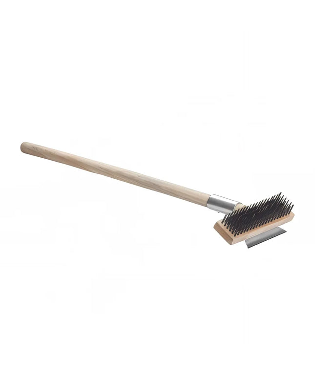 Chổi Lò Nướng Pizza Winco BR-27 68.6 cm - Lông Dây Thép & Cạo, Cán Gỗ