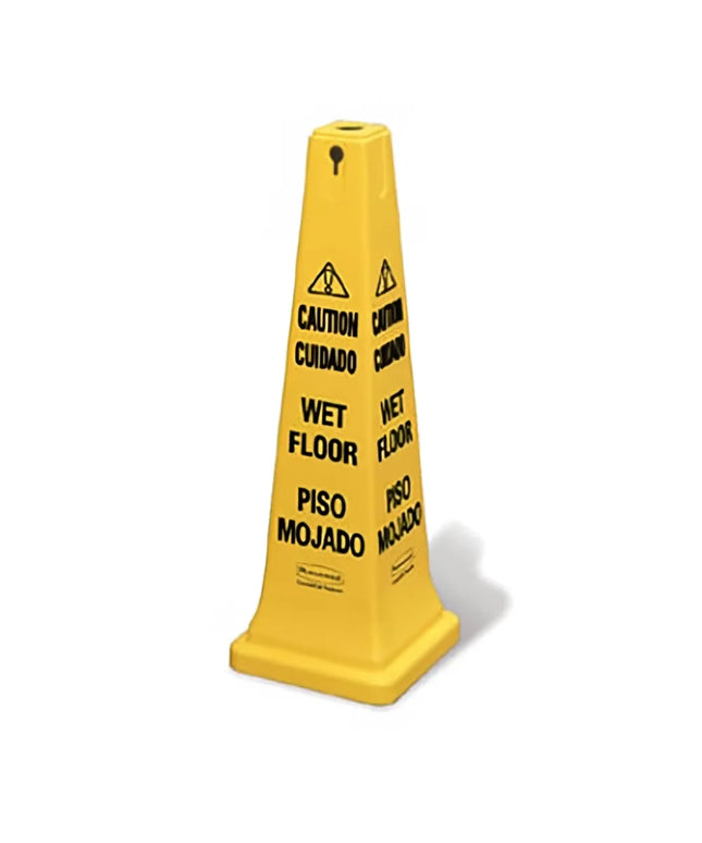 Cọc Nón An Toàn Rubbermaid FG627677YEL "Caution Wet Floor" Đa Ngôn Ngữ Màu Vàng