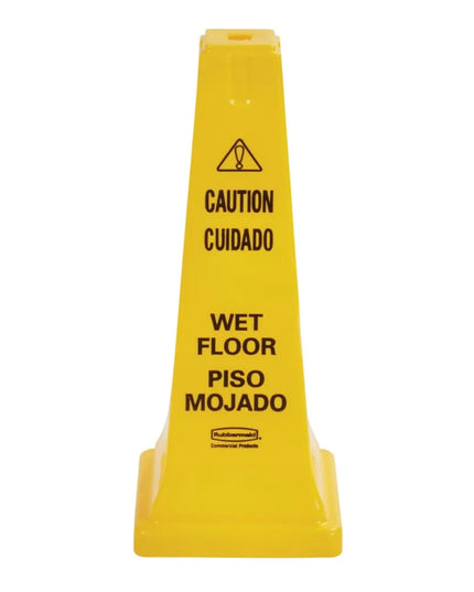 Cọc Nón An Toàn Rubbermaid FG627777YEL "Caution, Wet Floor" Đa Ngôn Ngữ Màu Vàng