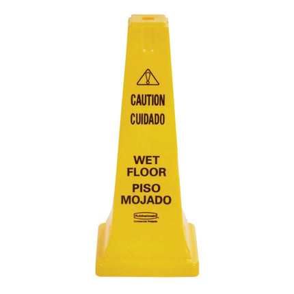 Cọc Nón An Toàn Rubbermaid FG627777YEL "Caution, Wet Floor" Đa Ngôn Ngữ Màu Vàng