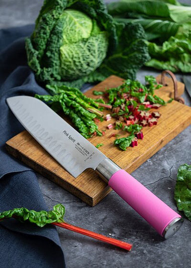 Dao Santoku Kullenschliff F.DICK Pink Spirit 18 cm