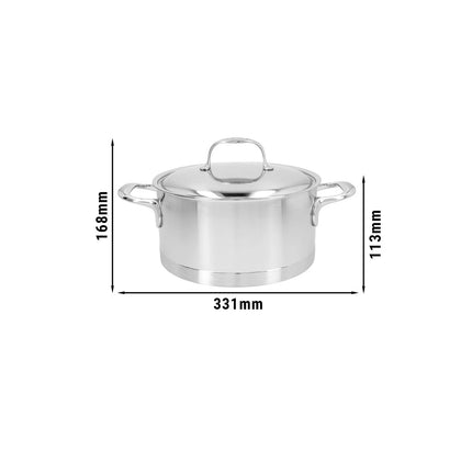 DEMEYERE| Atlantis 7 Low Casserole with Lid – Ø 22 cm - 18/10 Stainless Steel - Induction Ready
