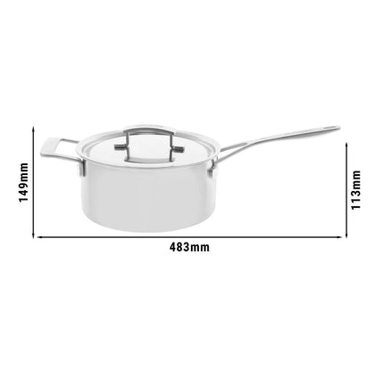 DEMEYERE | Industry 5 Saucepan with Lid – Ø220 mm – 18/10 Stainless Steel – Induction Ready