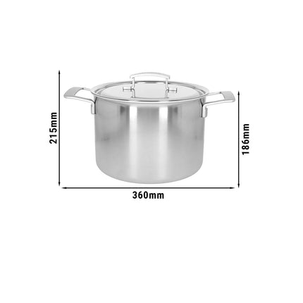 DEMEYERE | Industry 5 Stock Pot with Lid – Ø240 mm – For Soup & Broth, Energy‑Efficient Heat – 18/10 Stainless Steel – Induction Ready