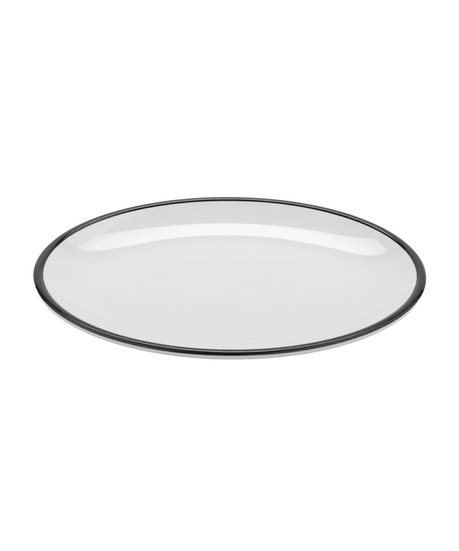 Đĩa Ăn Bầu Dục GET Dòng Bistro™ 31.1 cm x 22.9 cm - Nhựa Melamine, Trắng Viền Đen (OP-1291-W/BK)