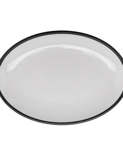 Đĩa Ăn Bầu Dục GET Dòng Bistro™ 31.1 cm x 22.9 cm - Nhựa Melamine, Trắng Viền Đen (OP-1291-W/BK)