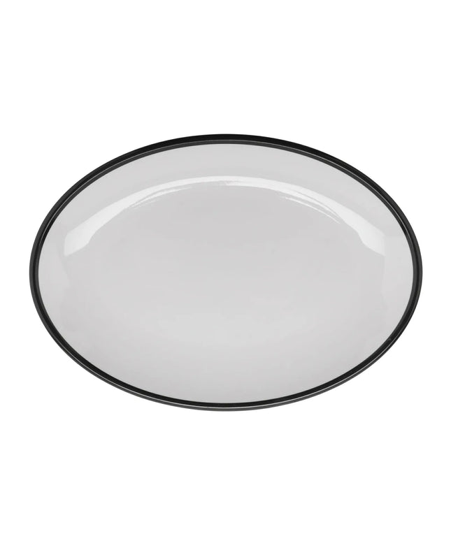 Đĩa Ăn Bầu Dục GET Dòng Bistro™ 31.1 cm x 22.9 cm - Nhựa Melamine, Trắng Viền Đen (OP-1291-W/BK)