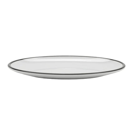 Đĩa Ăn Bầu Dục GET Dòng Bistro™ 31.1 cm x 22.9 cm - Nhựa Melamine, Trắng Viền Đen (OP-1291-W/BK)