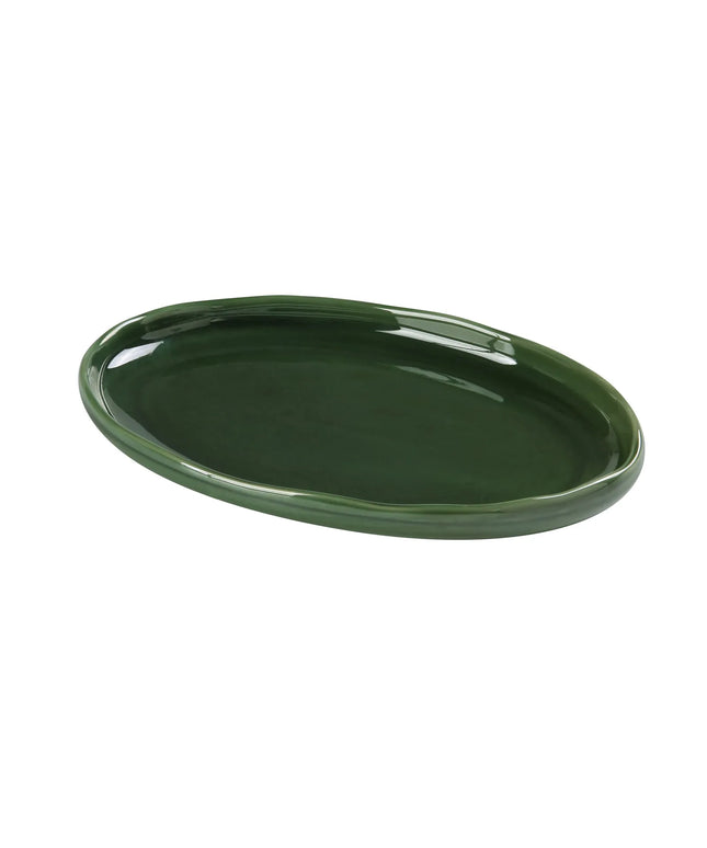 Đĩa Ăn Bầu Dục Gốm Yanco GG-212 31.1 x 21 cm - Green Gem