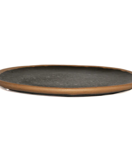 Đĩa Ăn Tròn Nhựa Melamine GET 26.7cm, Nâu Viền Clay (P-101-BR)