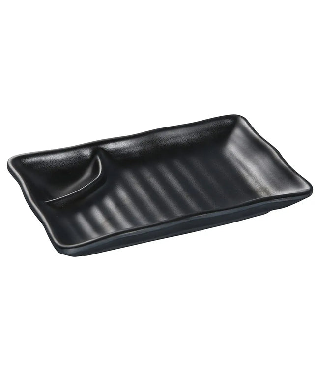 Đĩa Chia Ngăn Chữ Nhật Nhựa Melamine Yanco BP-4010 - 25.4cm x 14cm, Màu Đen