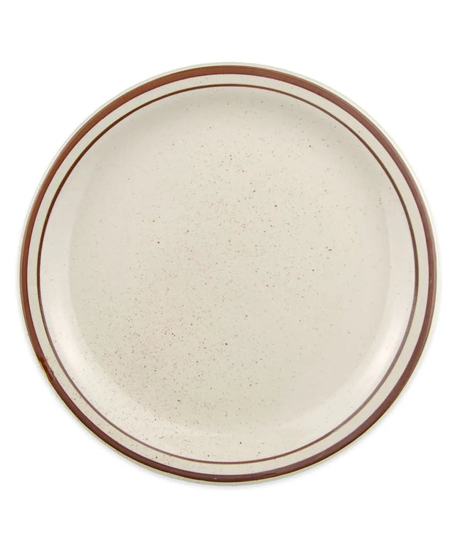 Đĩa Desert Sand Tròn Libbey DSD-9 24.1 cm - Đốm Lốm Đốm, (2) Viền Nâu
