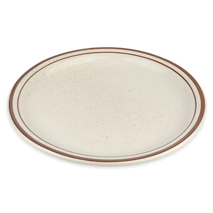 Đĩa Desert Sand Tròn Libbey DSD-9 24.1 cm - Đốm Lốm Đốm, (2) Viền Nâu