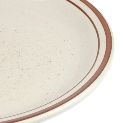 Đĩa Desert Sand Tròn Libbey DSD-9 24.1 cm - Đốm Lốm Đốm, (2) Viền Nâu