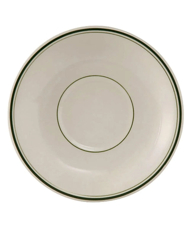 Đĩa Lót Tách Espresso Tròn Tuxton TGB-036 Dòng Green Bay 12.7 cm - Gốm, Trắng American/Vỏ Trứng Viền Xanh Lá