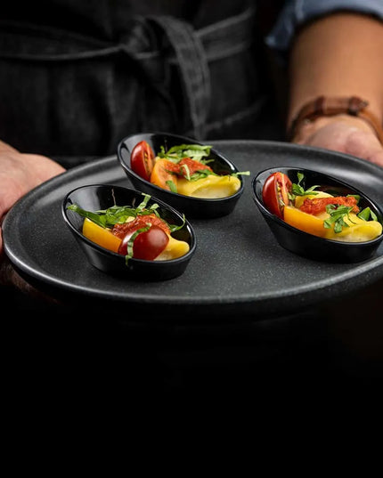 Đĩa Mini Oval Nhựa Melamine Tablecraft 10313BK, 8.9 x 6 cm, Màu Đen