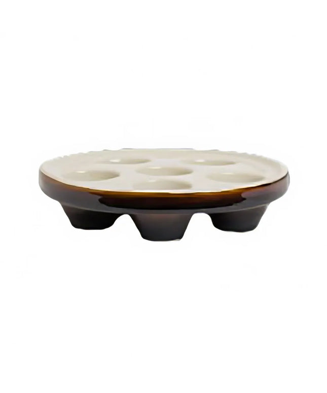 Đĩa Ốc Sên Hall China HL11660ALBB Tròn 6 Lỗ Sứ Màu Nâu/Trắng Lenox 17.1 cm