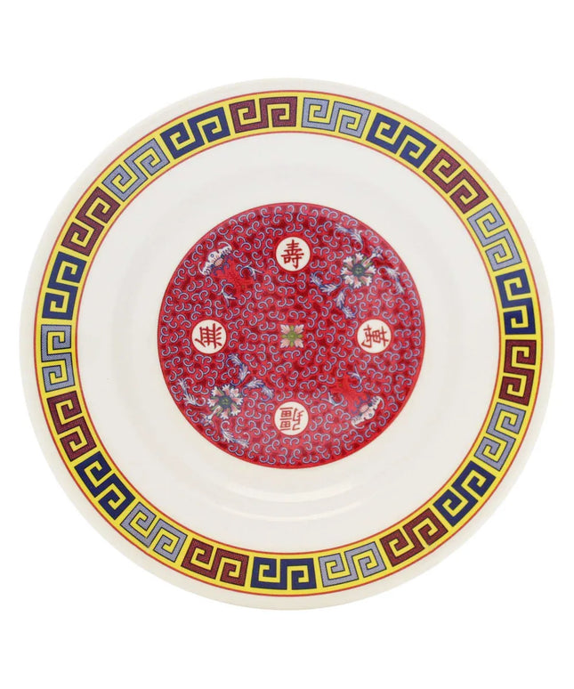 Đĩa Súp Tròn Thunder Group 1107TR 17.8 cm Melamine Hoa Văn Trường Thọ, Đỏ/Trắng