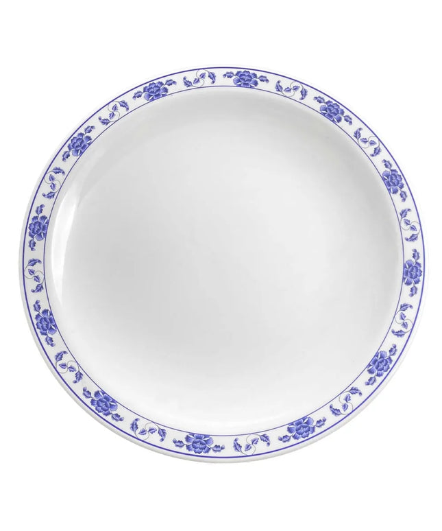 Đĩa Tròn Hoa Sen Thunder Group 1015TB 36.5 cm - Melamine, Trắng/Xanh
