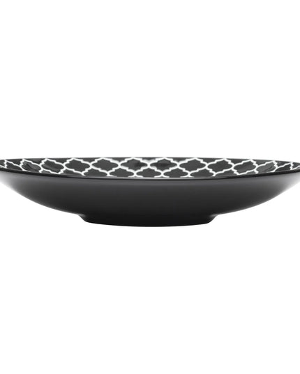 Đĩa Tròn Libbey 109979 Sứ 22.5 cm - Màu Đen Họa Tiết Dập Nổi Trắng