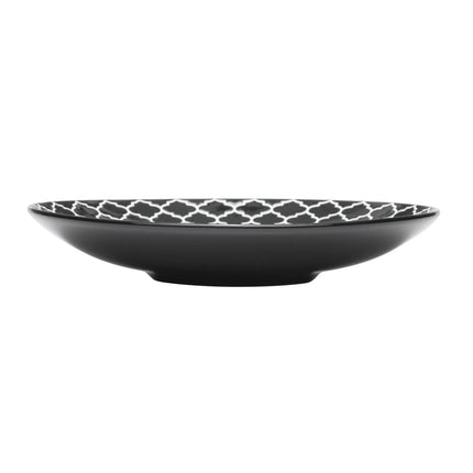 Đĩa Tròn Libbey 109979 Sứ 22.5 cm - Màu Đen Họa Tiết Dập Nổi Trắng