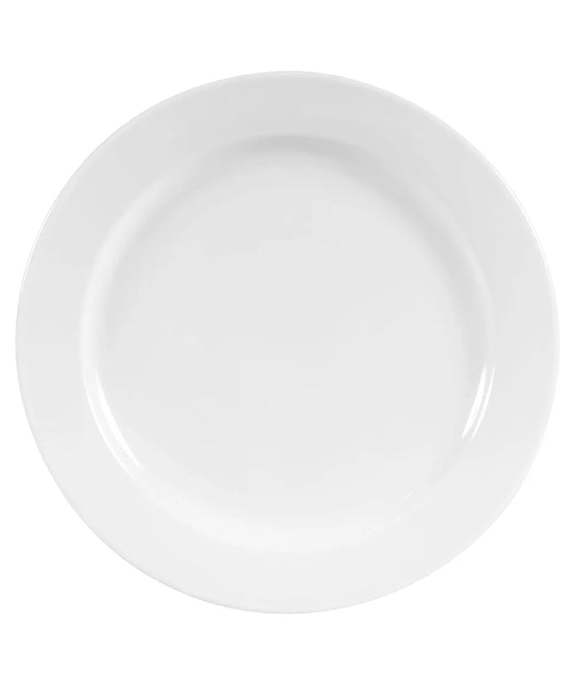 Đĩa Tròn Libbey 840-425R-25 22.9 cm - Vành Rộng, Mép Cuộn, Sứ, Trắng Sáng, Porcelana