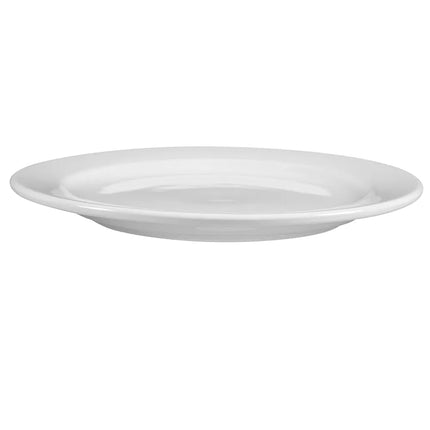 Đĩa Tròn Libbey 840-425R-25 22.9 cm - Vành Rộng, Mép Cuộn, Sứ, Trắng Sáng, Porcelana