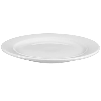 Đĩa Tròn Libbey 840-425R-25 22.9 cm - Vành Rộng, Mép Cuộn, Sứ, Trắng Sáng, Porcelana