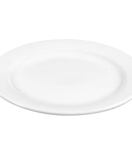 Đĩa Tròn Libbey 840-425R-25 22.9 cm - Vành Rộng, Mép Cuộn, Sứ, Trắng Sáng, Porcelana