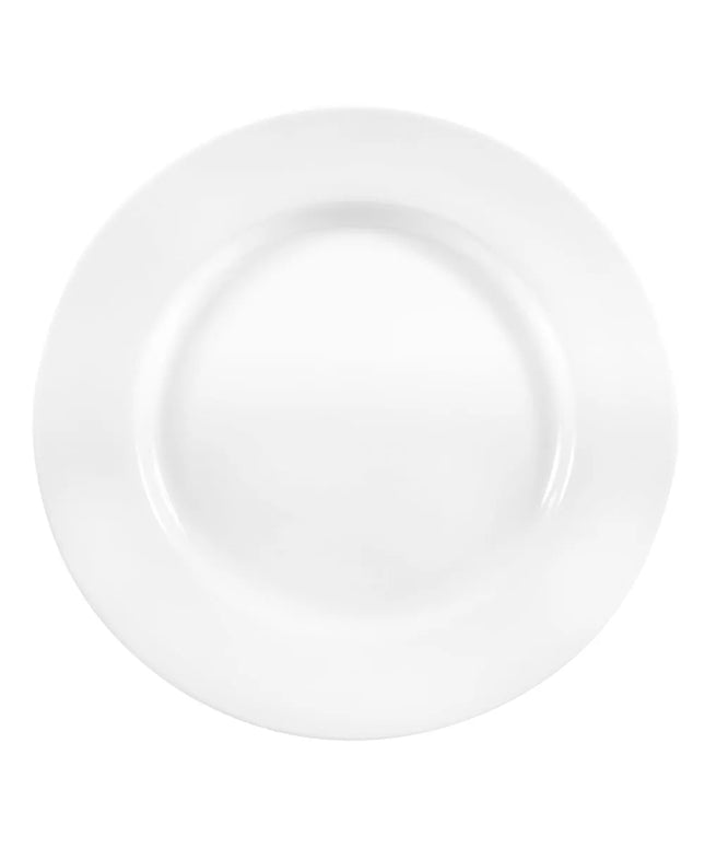 Đĩa Tròn Libbey 840-445R-12, 30.5 cm, Vành Rộng, Mép Cuộn, Sứ, Trắng Sáng, Porcelana