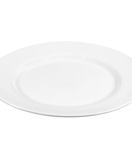 Đĩa Tròn Libbey 840-445R-12, 30.5 cm, Vành Rộng, Mép Cuộn, Sứ, Trắng Sáng, Porcelana