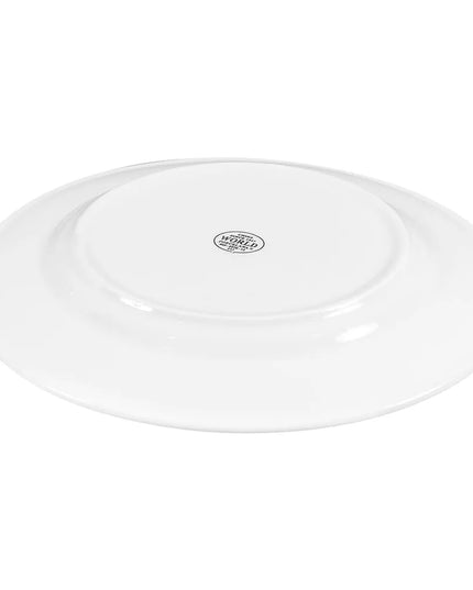 Đĩa Tròn Libbey 840-445R-12, 30.5 cm, Vành Rộng, Mép Cuộn, Sứ, Trắng Sáng, Porcelana