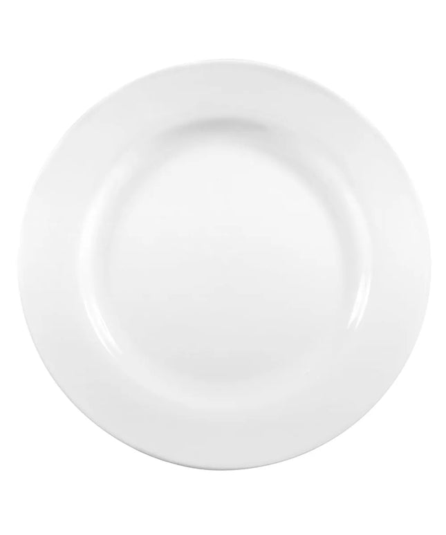 Đĩa Tròn Sứ Libbey 840-438R-10, 26.7 cm, Vành Rộng Mép Cuộn, Trắng Sáng, Porcelana