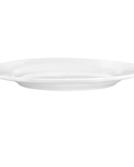 Đĩa Tròn Sứ Libbey 840-438R-10, 26.7 cm, Vành Rộng Mép Cuộn, Trắng Sáng, Porcelana