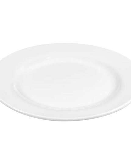 Đĩa Tròn Sứ Libbey 840-438R-10, 26.7 cm, Vành Rộng Mép Cuộn, Trắng Sáng, Porcelana