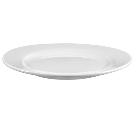 Đĩa Tròn Sứ Libbey 840-438R-10, 26.7 cm, Vành Rộng Mép Cuộn, Trắng Sáng, Porcelana
