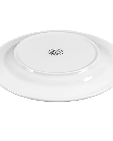 Đĩa Tròn Sứ Libbey 840-438R-10, 26.7 cm, Vành Rộng Mép Cuộn, Trắng Sáng, Porcelana