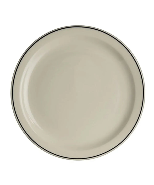 Đĩa Tròn Viền Đen Homer Laughlin HL2131743 18.4 cm, Sứ, Ivory