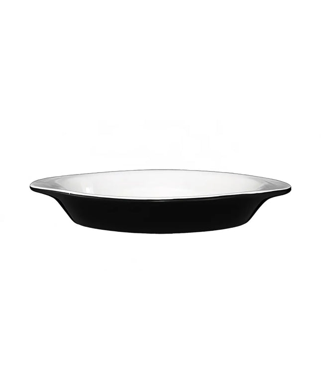 Đĩa Welsh Rarebit Oval ITI WRO-8-EW-B 237 ml - Stoneware, Đen/Trắng European